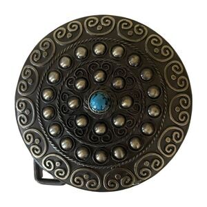 Bohemian Round Belt Buckle With Turquoise Stone